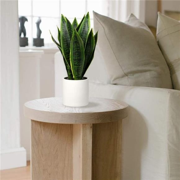 Fake Snake Plant 16"Faux Potted Plant Artificial SnakePlant withWhite CeramicPot - Picture 2 of 6